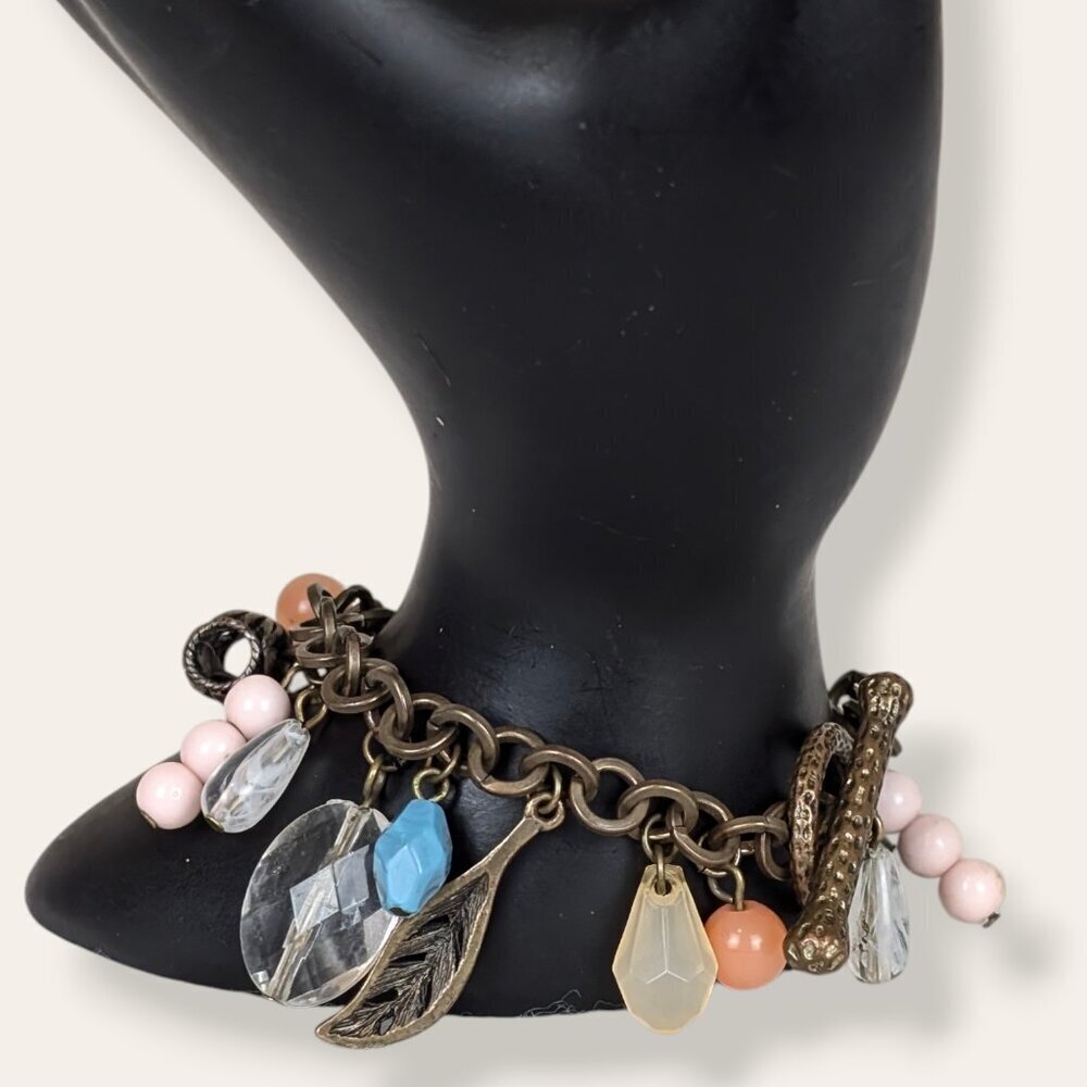 Bohemian Dangling Beaded Toggle Clasp Bracelet